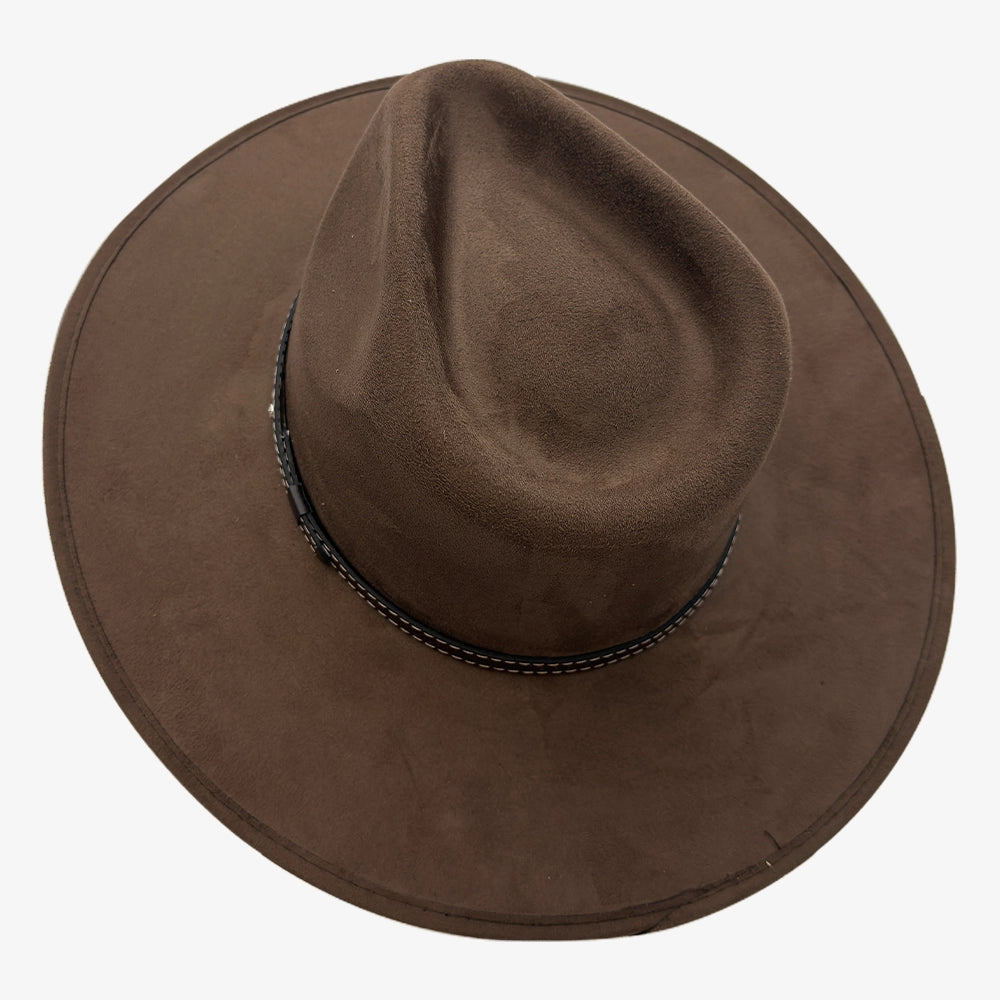 Granger | Mens Brown Faux Suede Rancher Fedora Hat  display picture 3