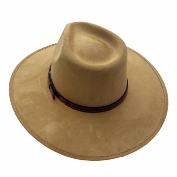 Granger | Womens Camel Faux Suede Rancher Fedora Hat