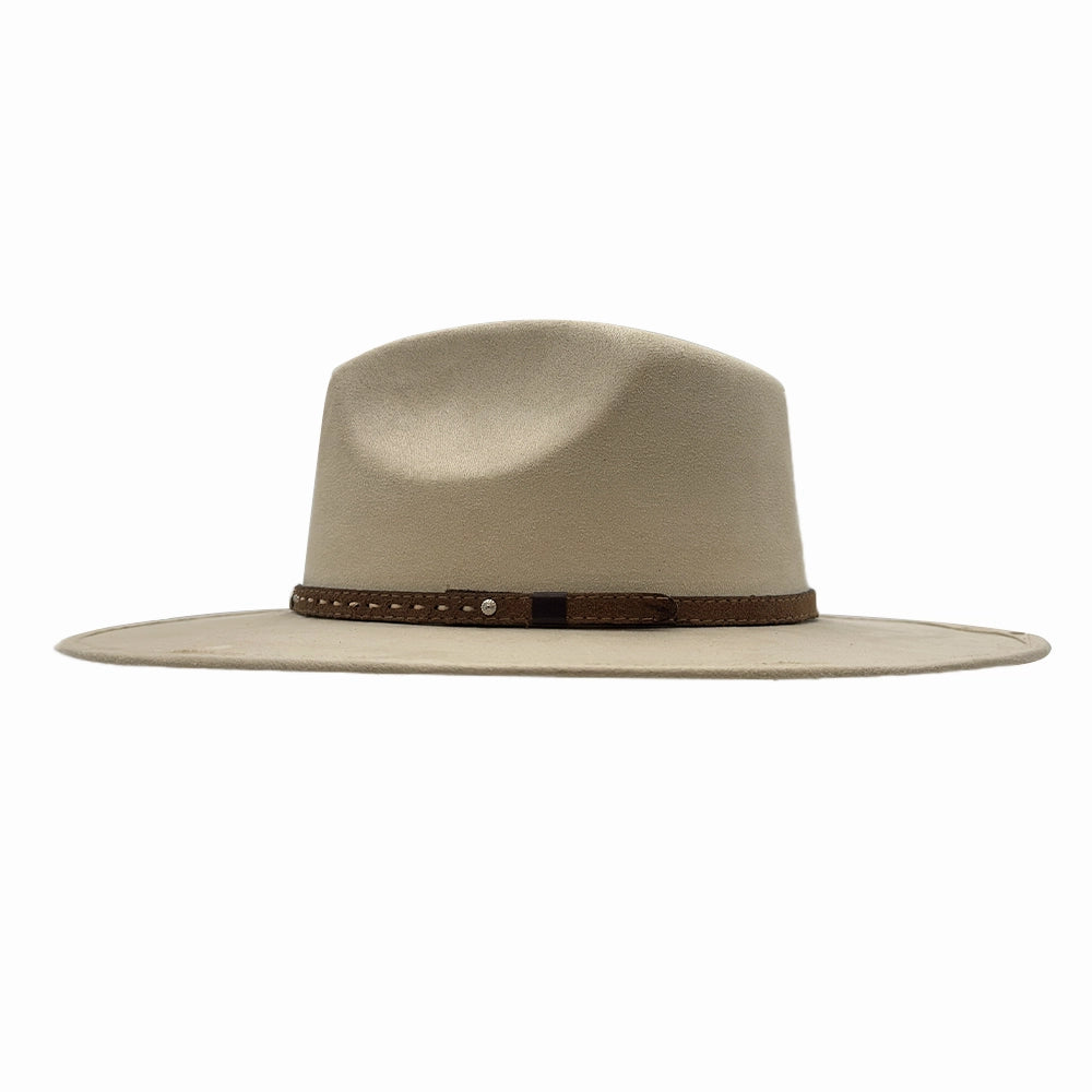 Granger | Womens Cream Faux Suede Rancher Fedora Hat