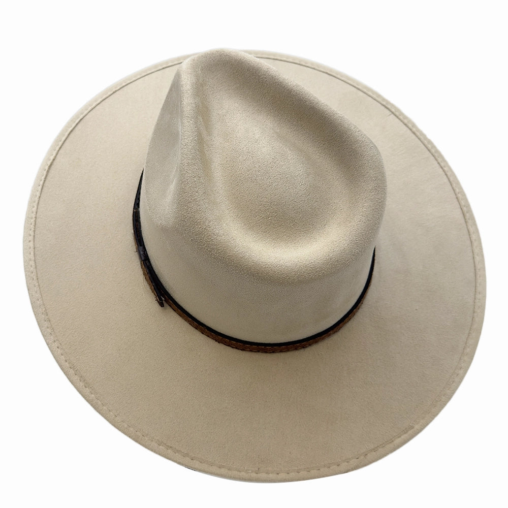 Granger | Womens Cream Faux Suede Rancher Fedora Hat  display picture 1