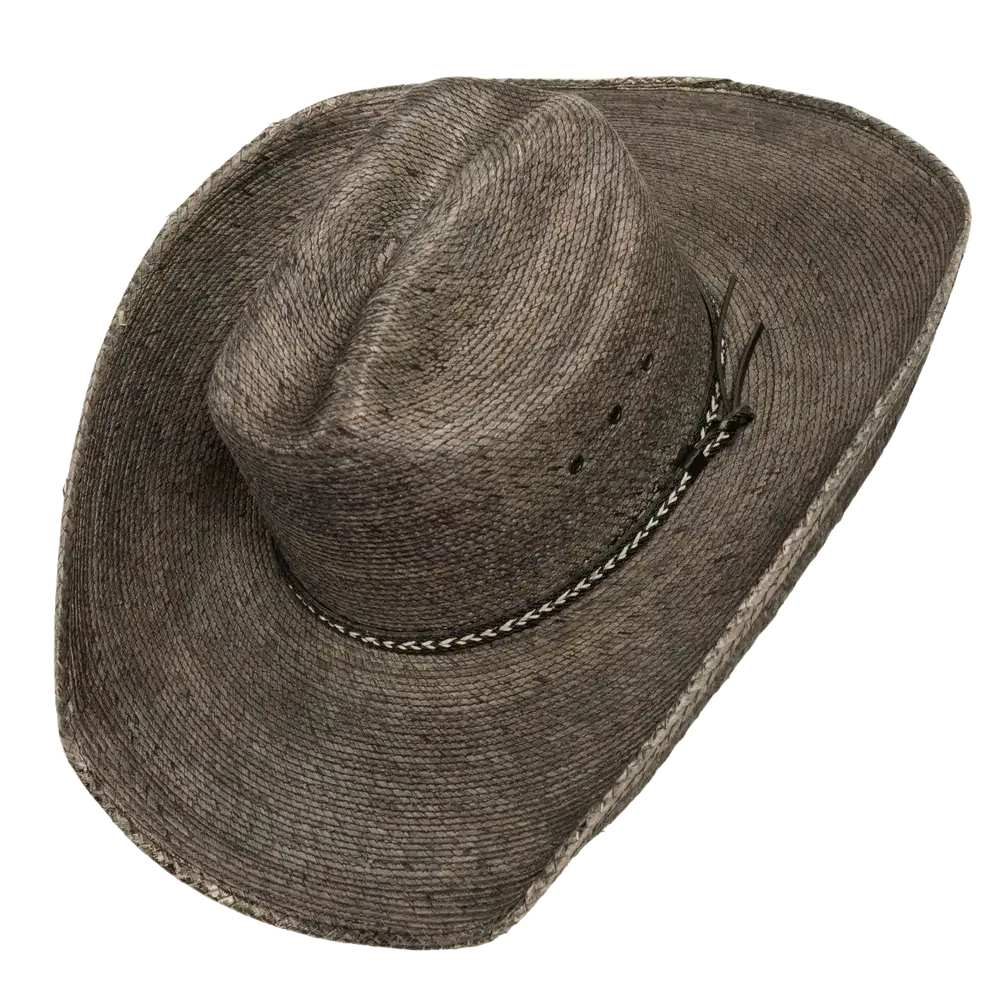 greystone grey straw cowboy hat top view
