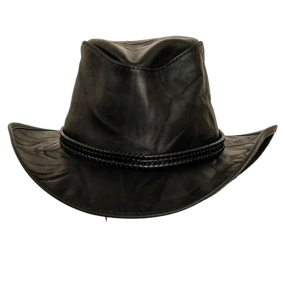 Harley Mens Black Leather Cowboy Front View