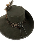 hook black suede leather top hat back view