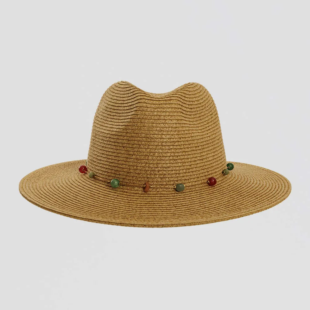 Jewel Toast Sun Straw Hat Front View