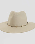 Jewel White Sun Straw Hat Front View
