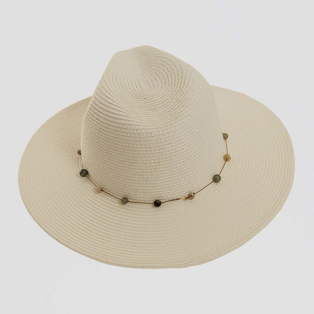 Jewel Toast Sun Straw Hat Top Angled View
