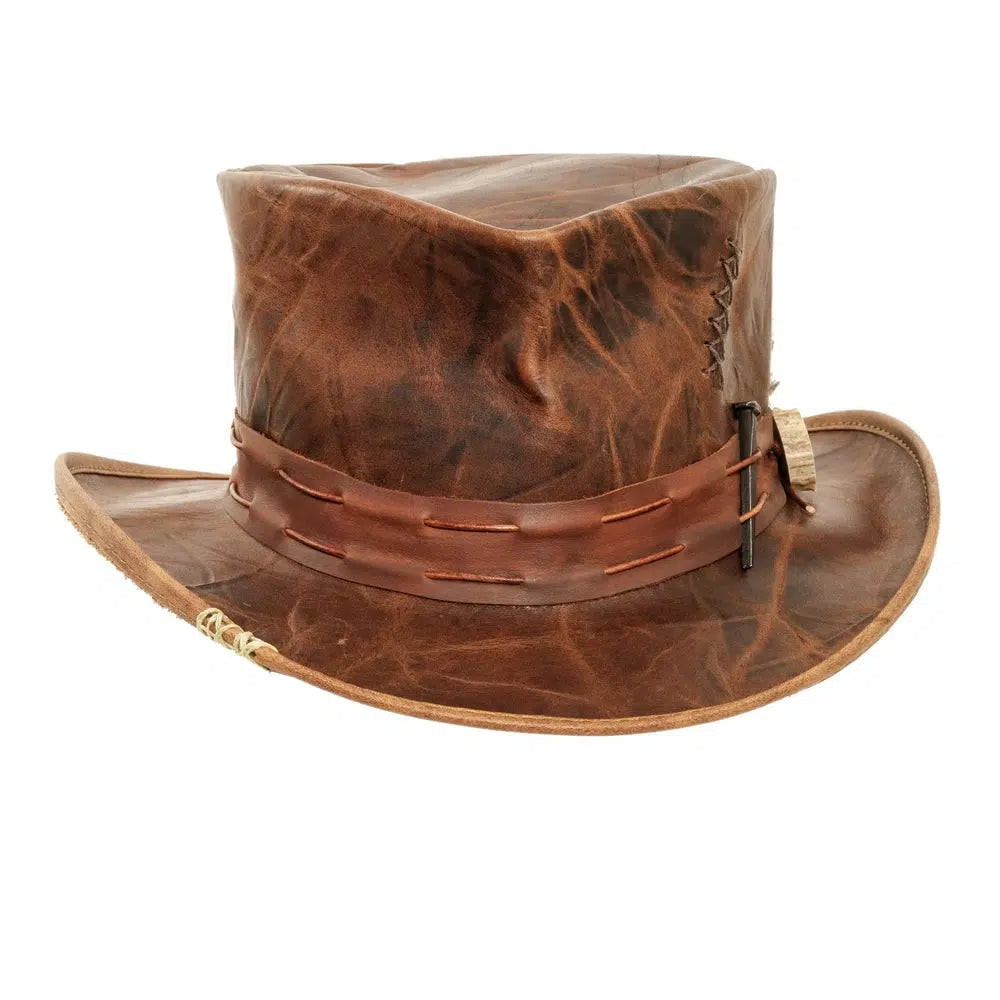 jiminy leather top hat front angled view