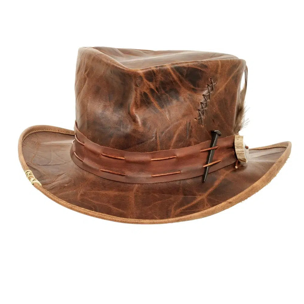 jiminy leather top hat angled view