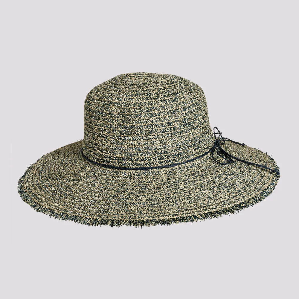 Joy | Womens Sewn Paper Braid Sun Hat with Fringe Edge – American