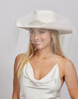 Juliet Bridal Hat when worn with veil