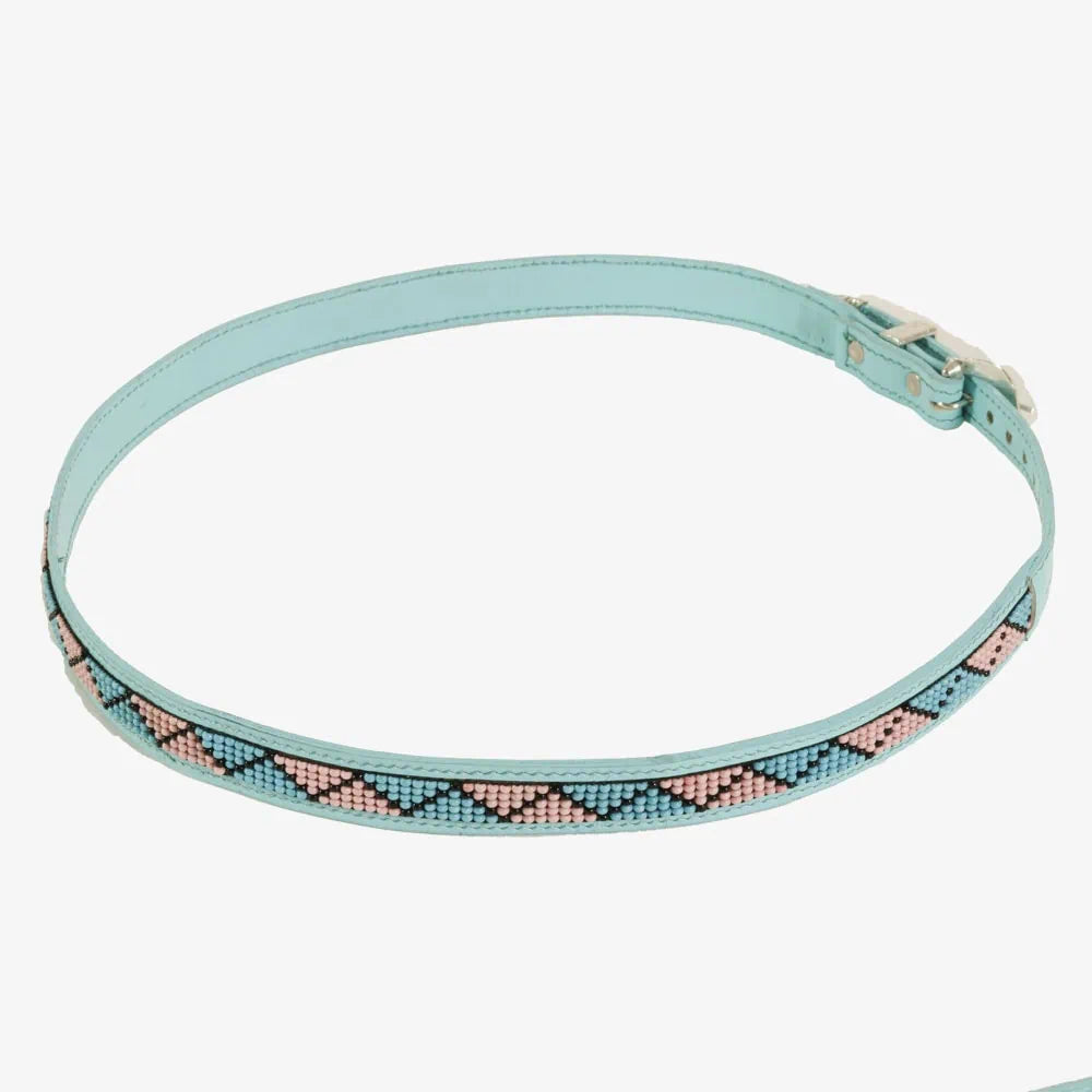 Kele | Beaded Hat Band with Turquoise and Pink Diamonds