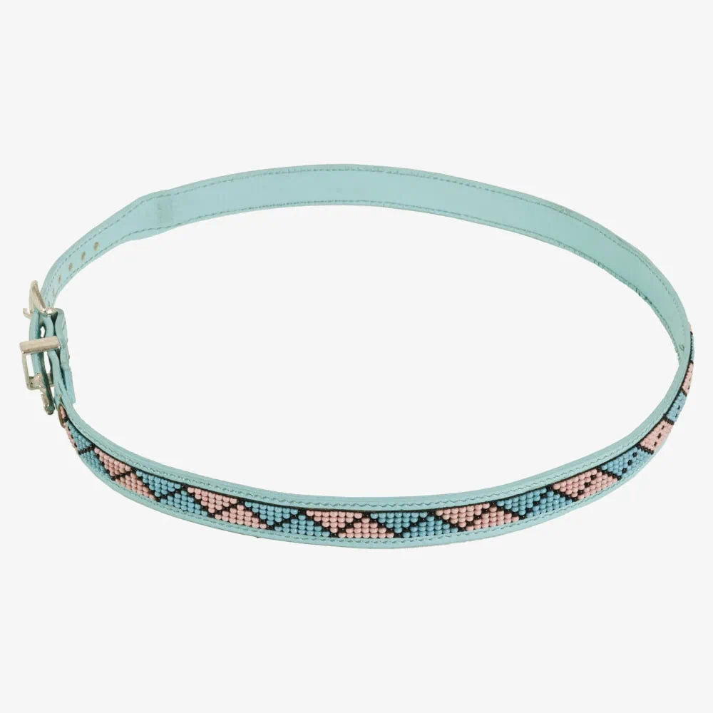 Kele | Beaded Hat Band with Turquoise and Pink Diamonds