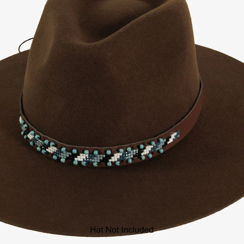 Kenya | Turquoise Beaded Leather Hat Band