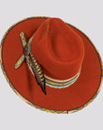 Lakota | Womens Wool Felt Rancher Fedora Hat with Tribal Trim