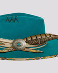 Lakota | Womens Wool Felt Rancher Fedora Hat with Tribal Trim