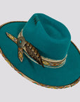 Lakota | Womens Wool Felt Rancher Fedora Hat with Tribal Trim