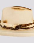 Landry | Mens Wool Felt Burnt Teardrop Fedora Hat with Curled Brim