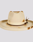 Landry | Mens Wool Felt Burnt Teardrop Fedora Hat with Curled Brim