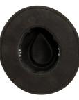 A bottom view of a lassen black outback hat 