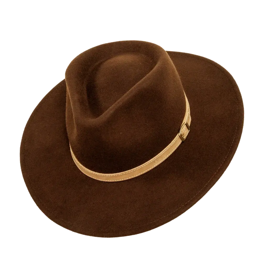 Lassen Brown Felt Outback Hat Angled View