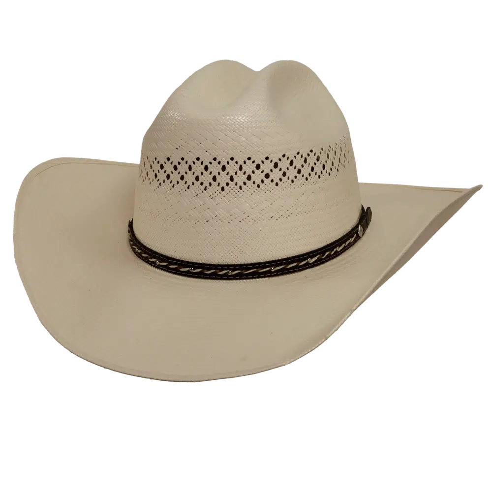 lasso ivory straw cowboy hat front angled view