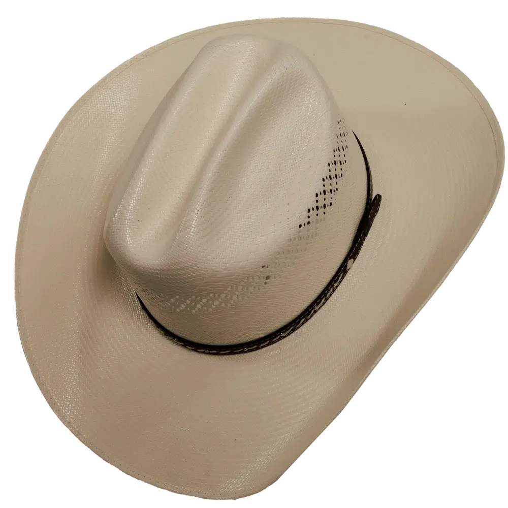 lasso ivory straw cowboy hat top view