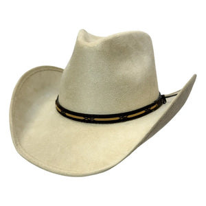 Lawman | Mens Cream Faux Suede Cowboy Hat