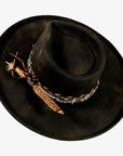 Lenny | Mens Distressed Wool Felt Teardrop Wide Brim Fedora Hat