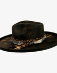 Lenny | Womens Distressed Wool Felt Teardrop Wide Brim Fedora Hat