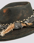 Lenny | Mens Distressed Wool Felt Teardrop Wide Brim Fedora Hat