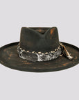 Lenny | Mens Distressed Wool Felt Teardrop Wide Brim Fedora Hat