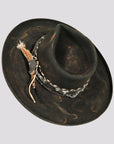 Lenny | Mens Distressed Wool Felt Teardrop Wide Brim Fedora Hat