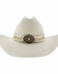 Lizzie | Womens White Felt Cattleman Cowgirl Hat with Gold Concho Hat Band