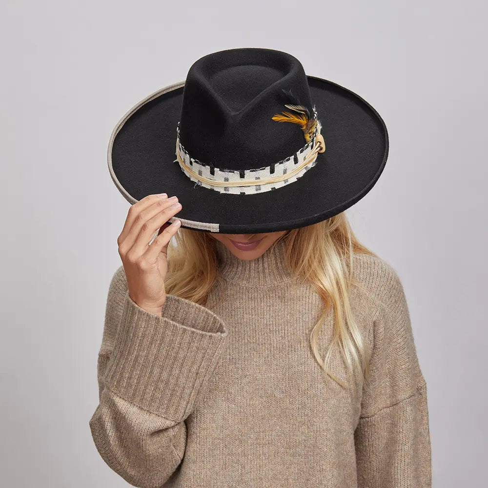 Lounge | Womens Black Pencil Rim Felt Hat – American Hat Makers