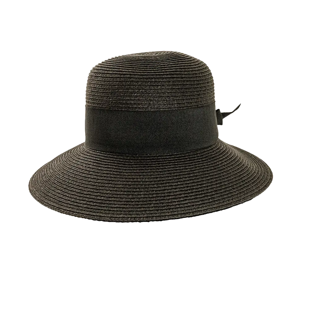 Lucie Black Sun Straw Hat Front View