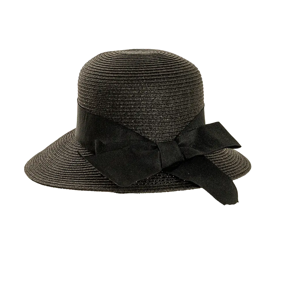 Lucie Black Sun Straw Hat Back View