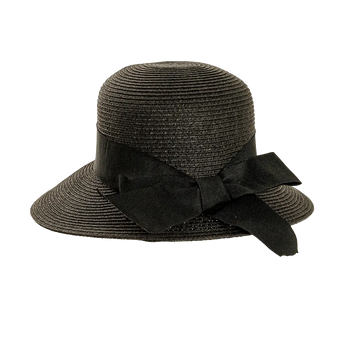 Lucie Black Sun Straw Hat Back View