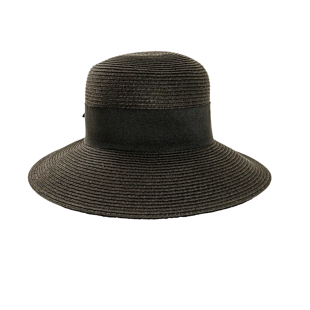 Lucie Black Sun Straw Hat Front View