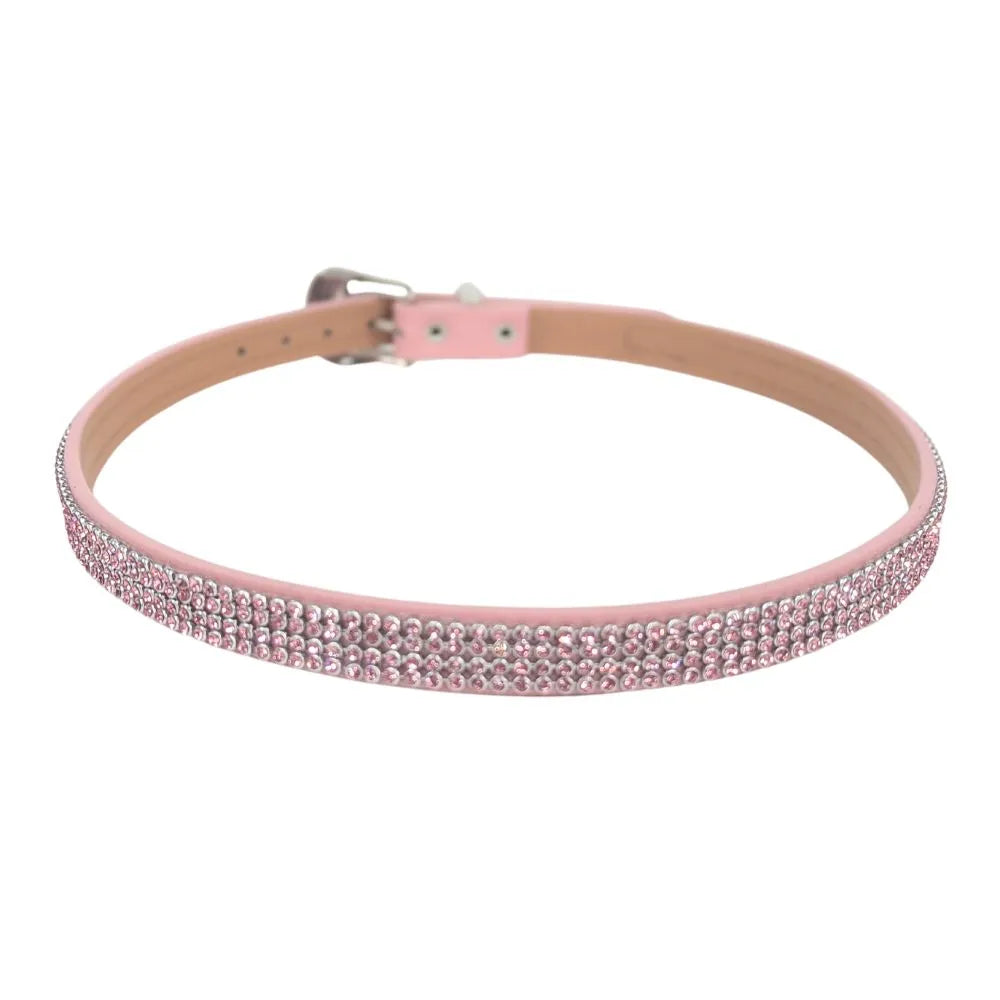 A front view of a pink Luna Hat band 