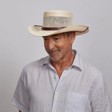 Madrid | Mens Cream Wide Brim Firm Straw Gambler Hat
