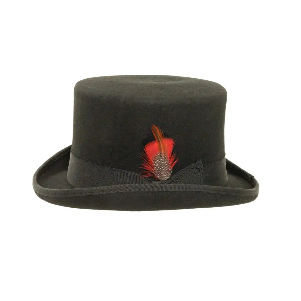 Majestic | Mens Wool Top Hat with Carriage Hat Band Black / SM