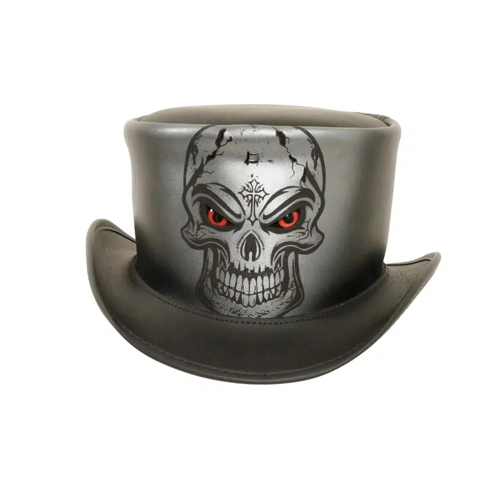 malevolent leather top hat front view