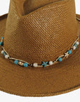 Marbled | Wax Cord and Twine Hat Band with Star Trinkets and Turquoise Beads