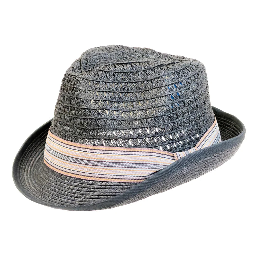 Martin | Womens Black Teardrop Straw Fedora Hat