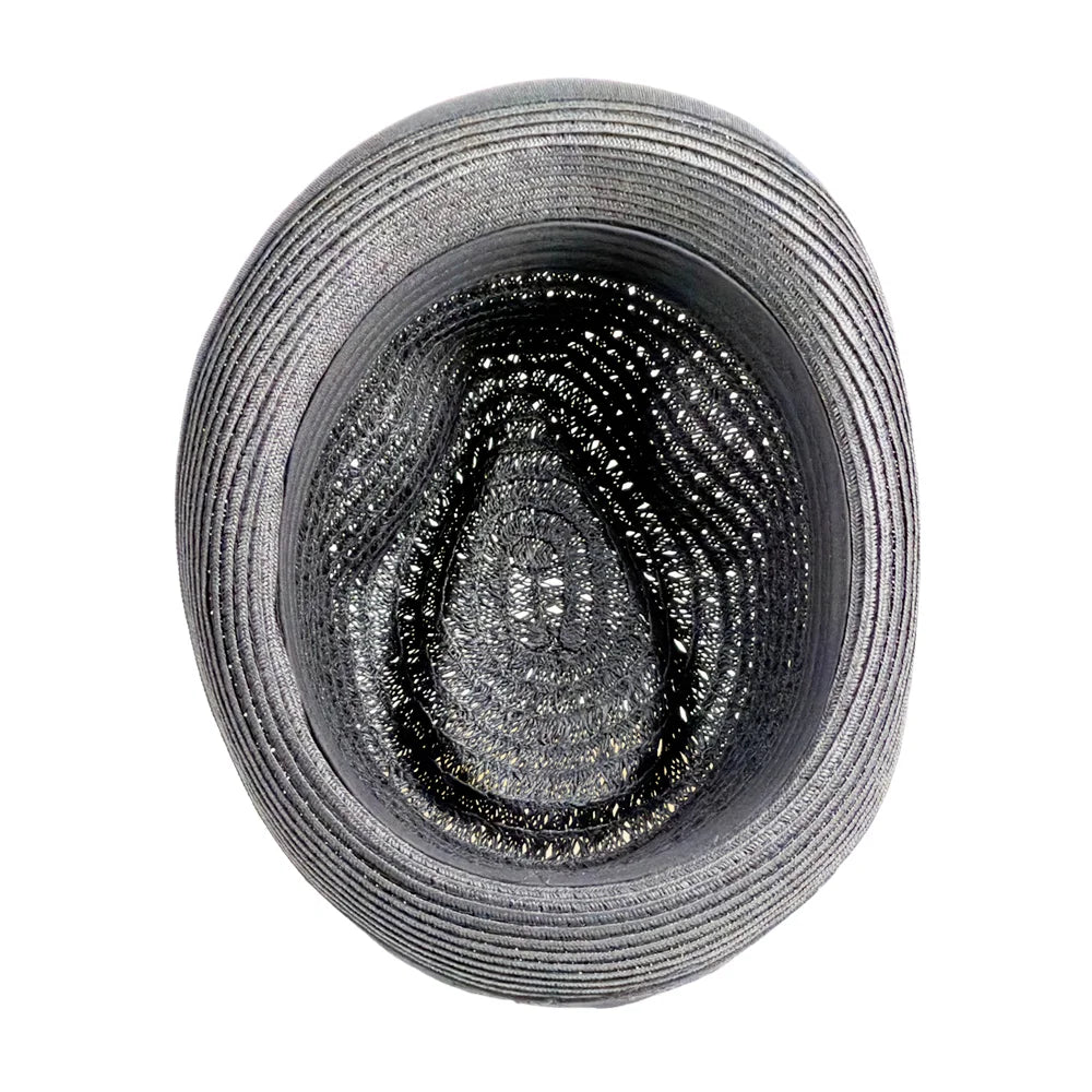 Martin | Womens Black Teardrop Straw Fedora Hat