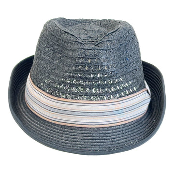 Martin | Womens Black Teardrop Straw Fedora Hat