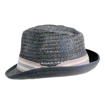 Martin | Womens Black Teardrop Straw Fedora Hat