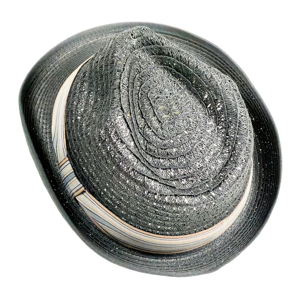 Martin | Womens Black Teardrop Straw Fedora Hat