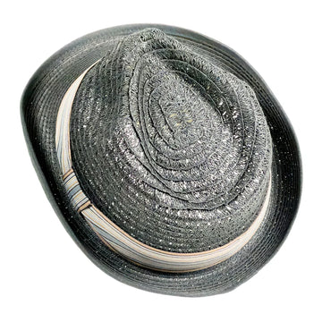 Martin | Womens Black Teardrop Straw Fedora Hat