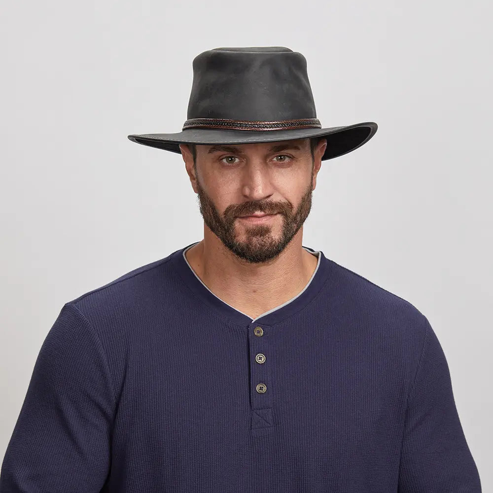 Midnight Rider | Mens Leather Outback Hat